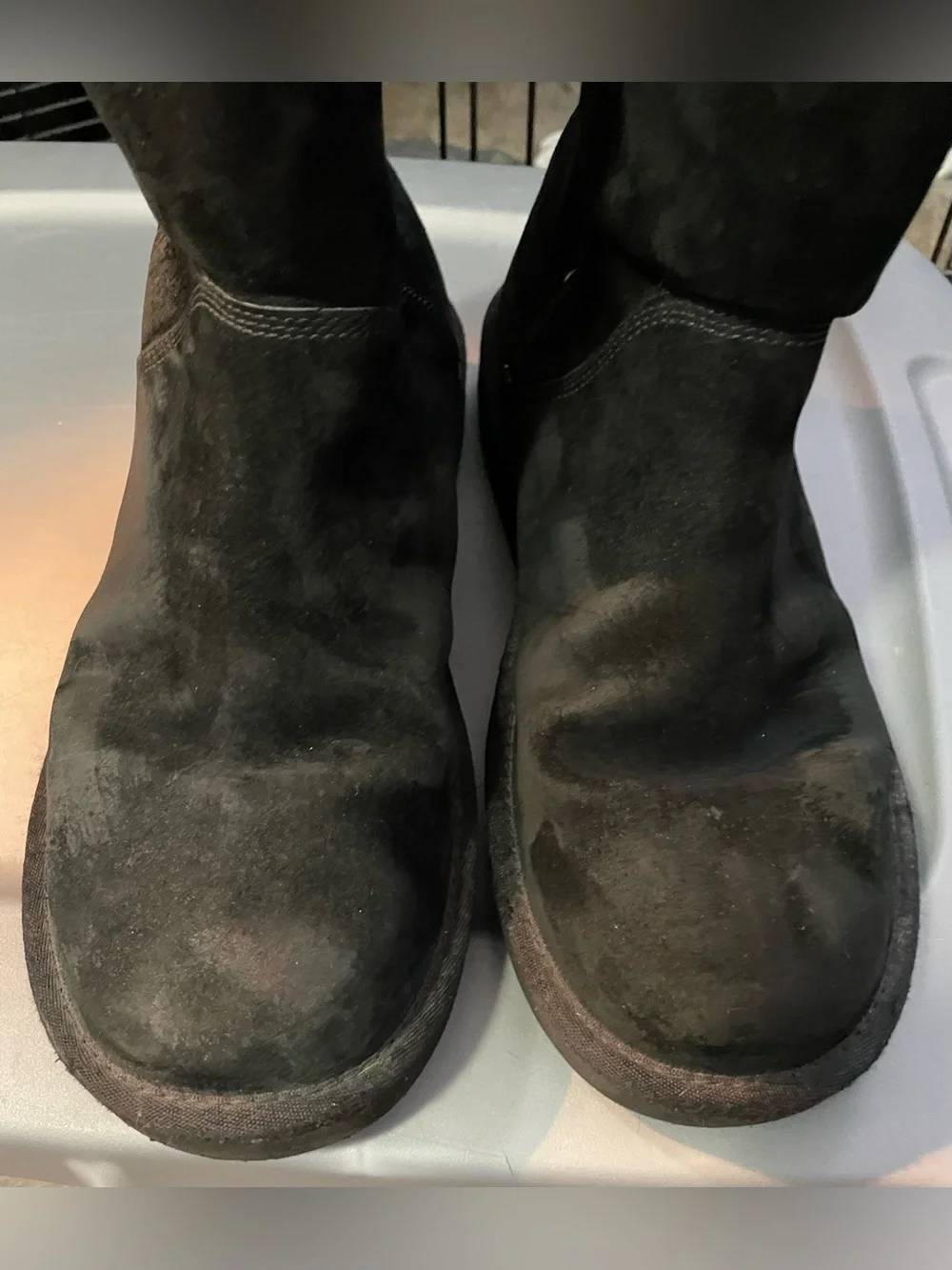 UGG Women's Black Suede classic zipper short Boots